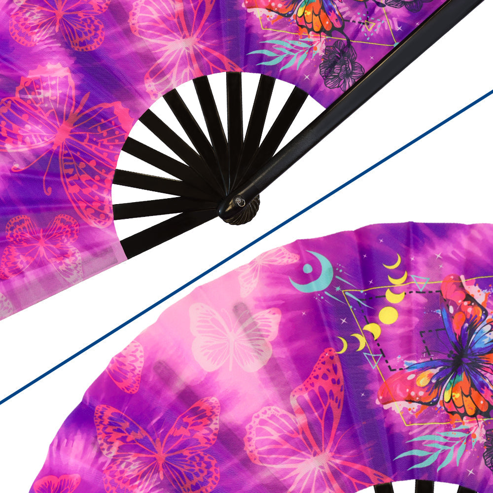 Butterfly (Tie Dye) Blacklight X-Large Hand Fan
