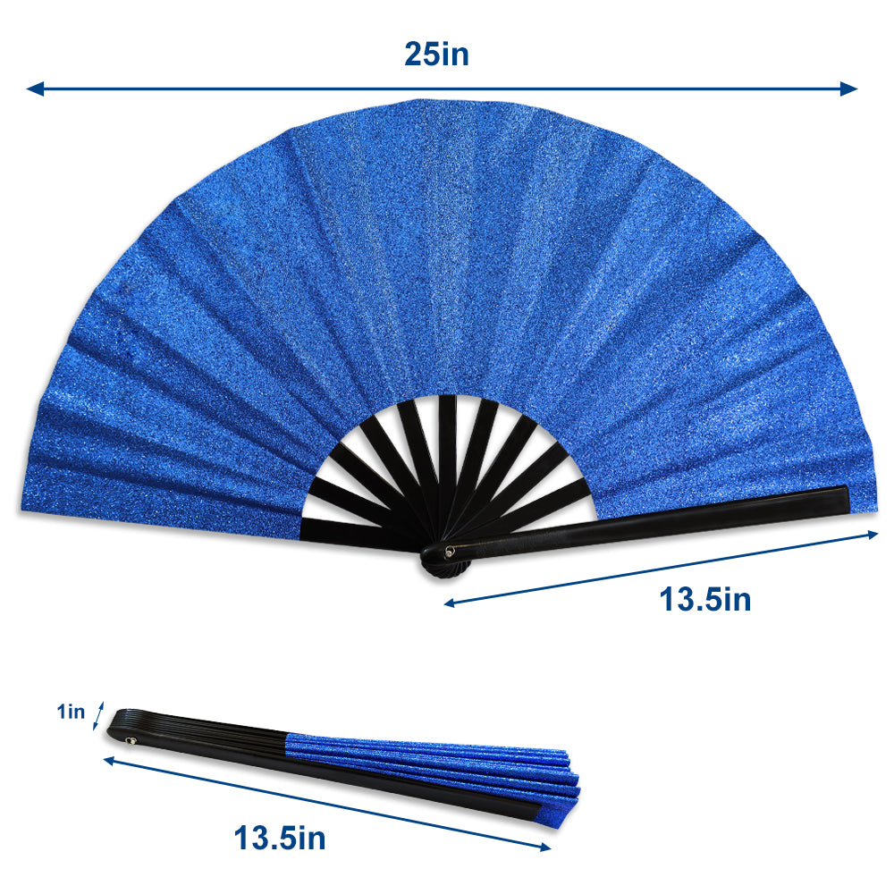 Glitter Royal Blue X-Large Hand Fan