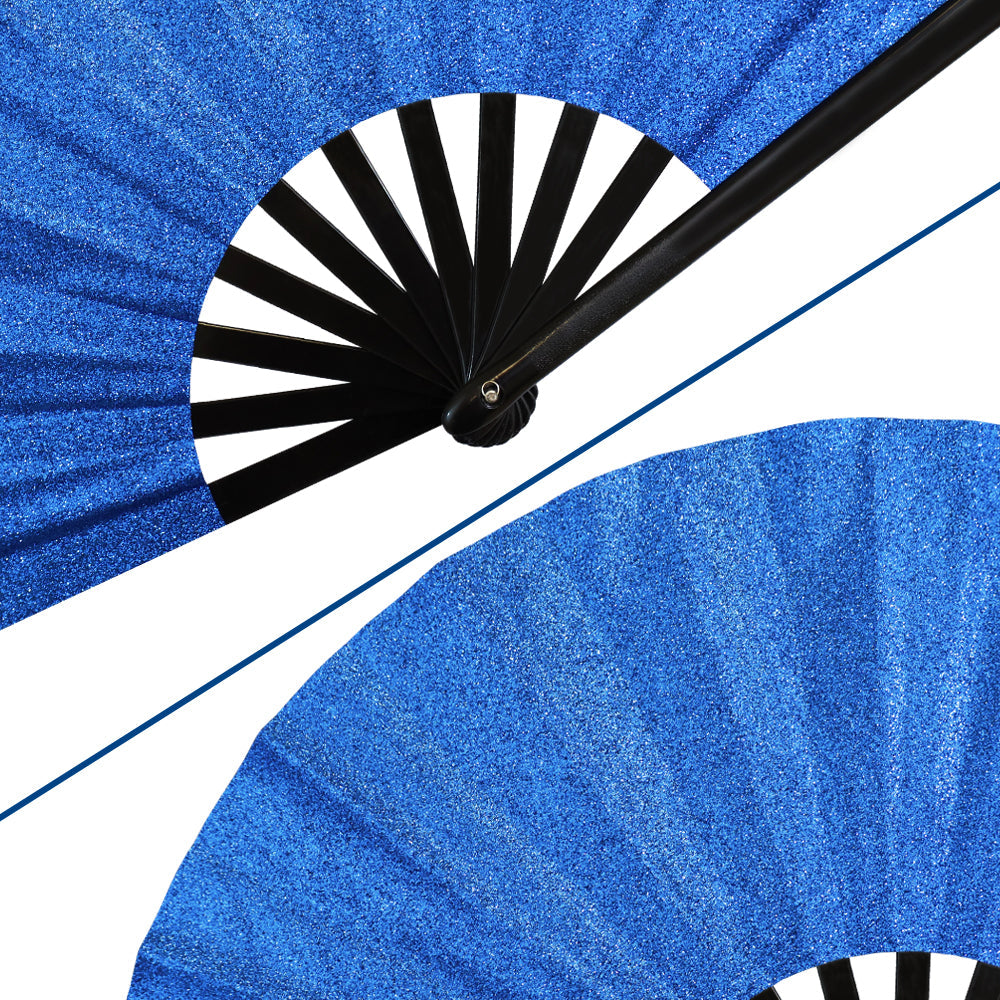 Glitter Royal Blue X-Large Hand Fan