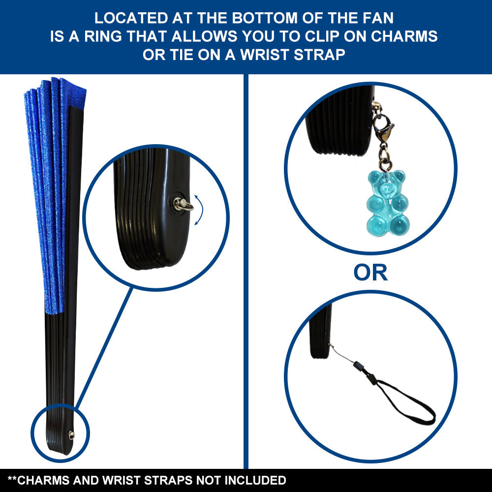 Glitter Royal Blue X-Large Hand Fan