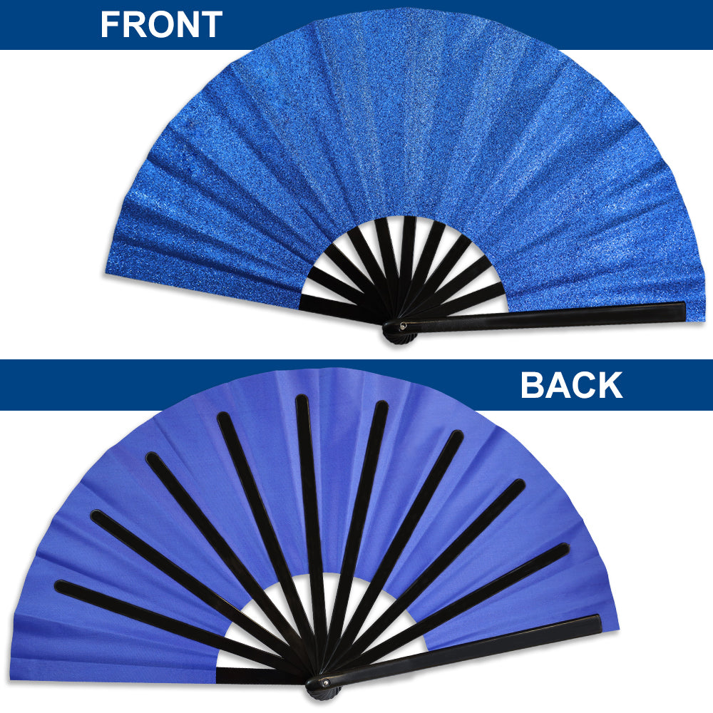 Glitter Royal Blue X-Large Hand Fan