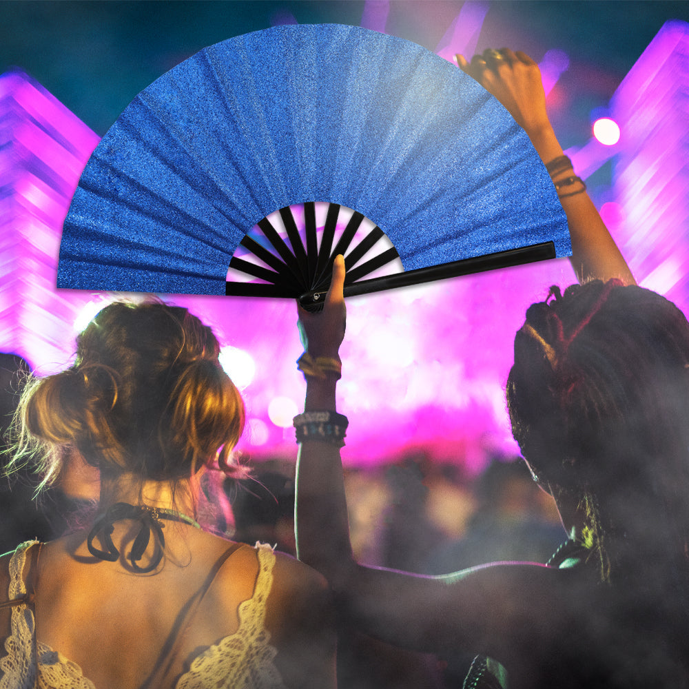 Glitter Royal Blue X-Large Hand Fan
