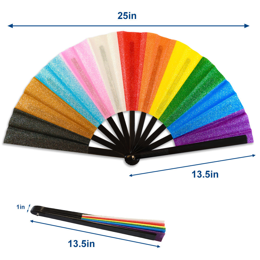 Progress Pride Glitter X-Large Hand Fan