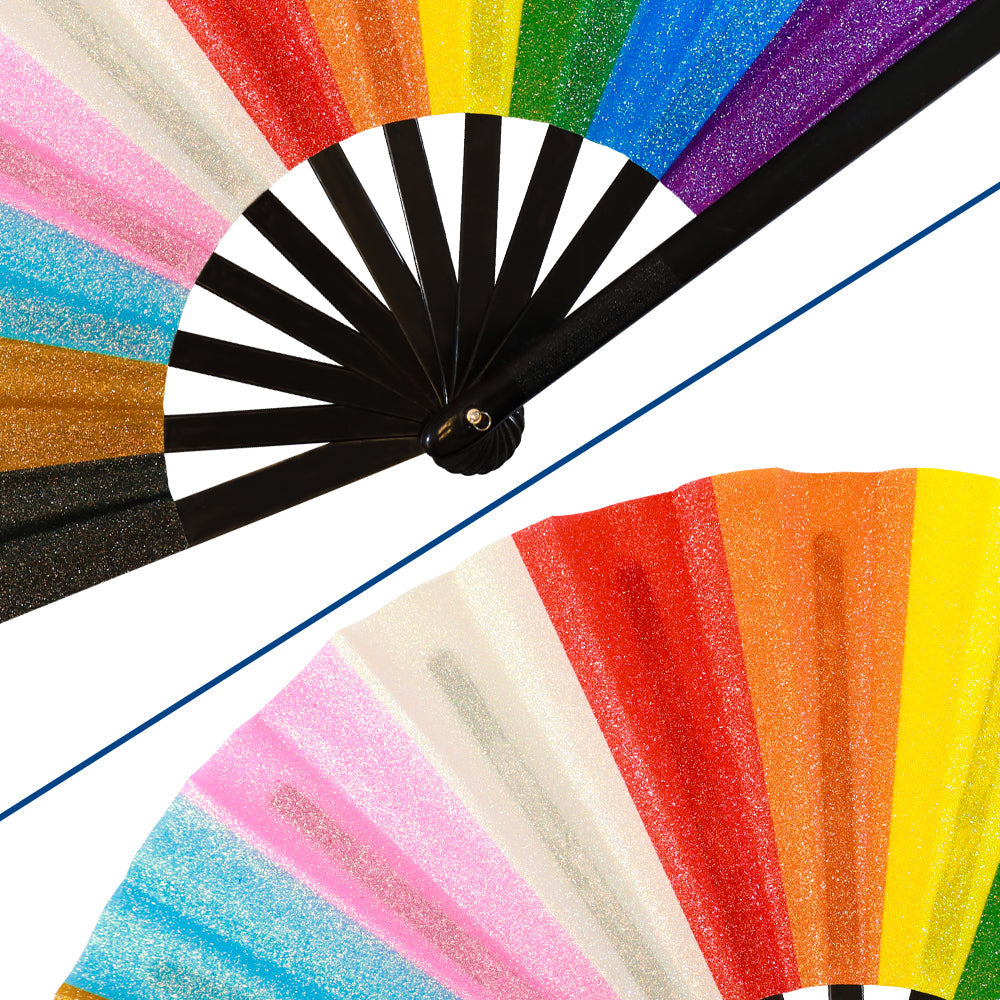 Progress Pride Glitter X-Large Hand Fan