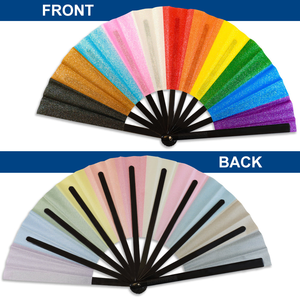 Progress Pride Glitter X-Large Hand Fan