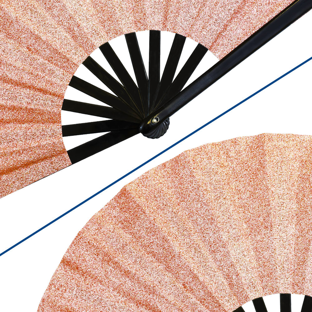 Glitter Rose Gold X-Large Hand Fan