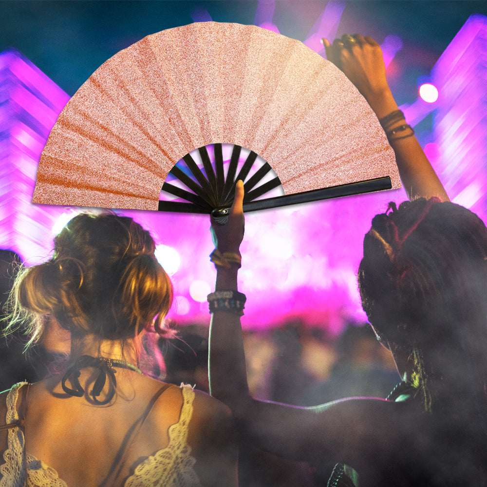 Glitter Rose Gold X-Large Hand Fan