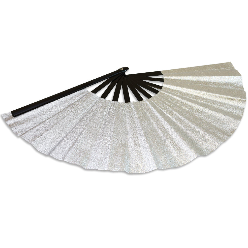 Glitter Silver X-Large Hand Fan
