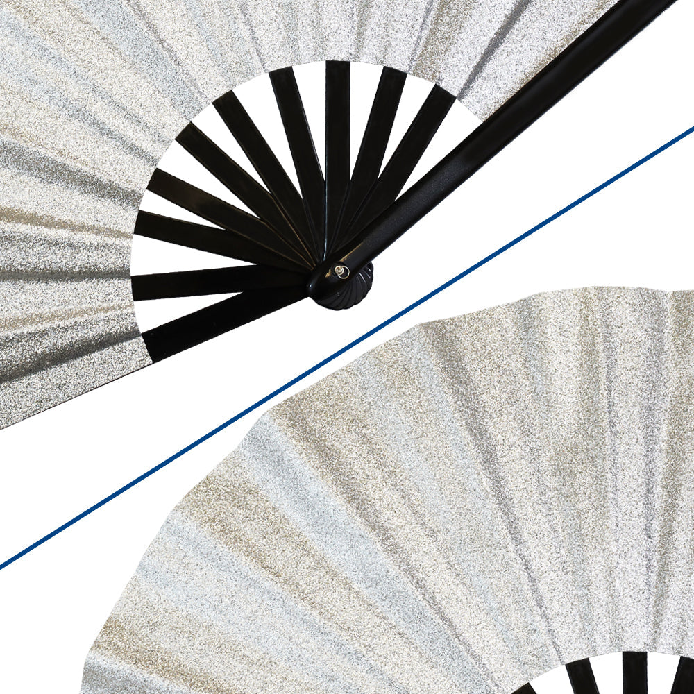 Glitter Silver X-Large Hand Fan