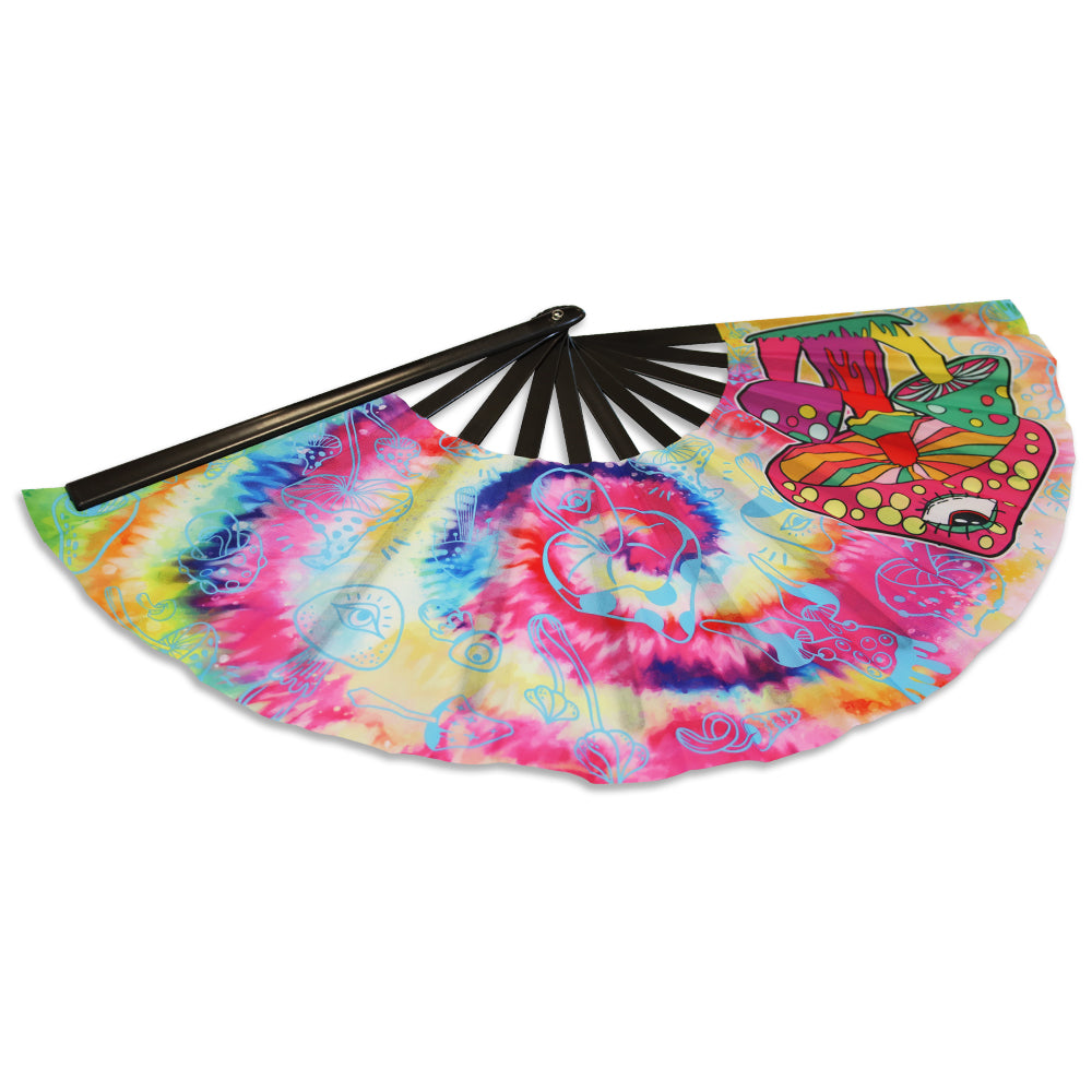 Mushroom (Tie Dye) Blacklight X-Large Hand Fan