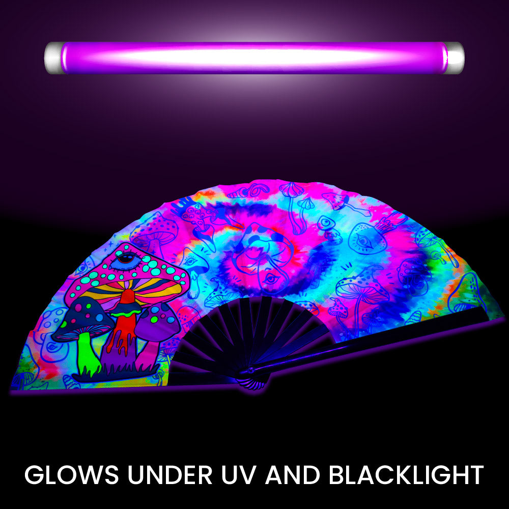 Mushroom (Tie Dye) Blacklight X-Large Hand Fan