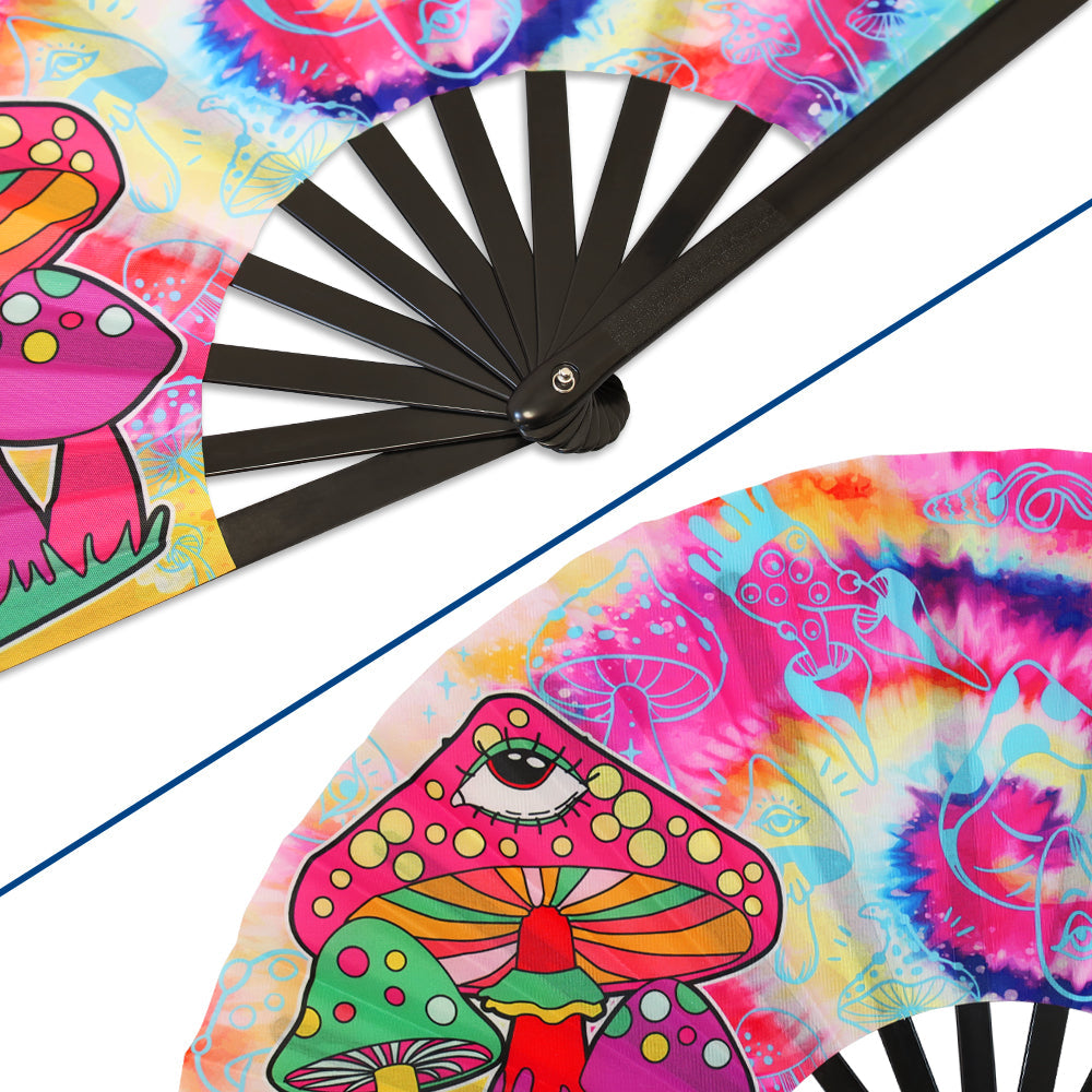 Mushroom (Tie Dye) Blacklight X-Large Hand Fan