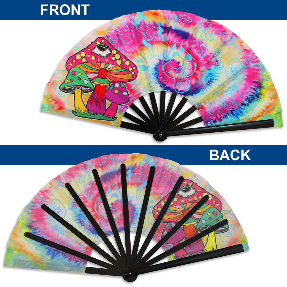 Mushroom (Tie Dye) Blacklight X-Large Hand Fan