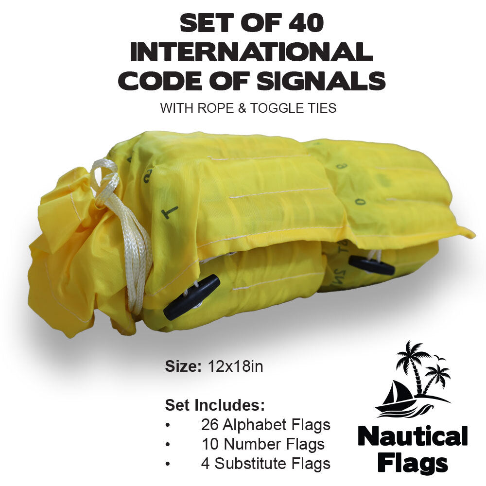 40-Piece International Code of Signal Flag Set (12x18") – With Rope & Toggle Ties