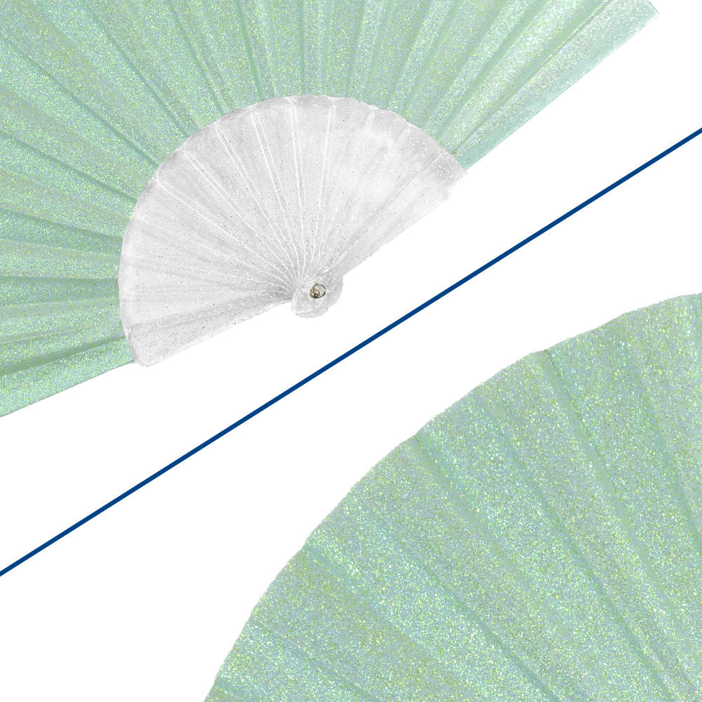 Glitter Fairy Blue Small Hand Fan (Clear Handle)