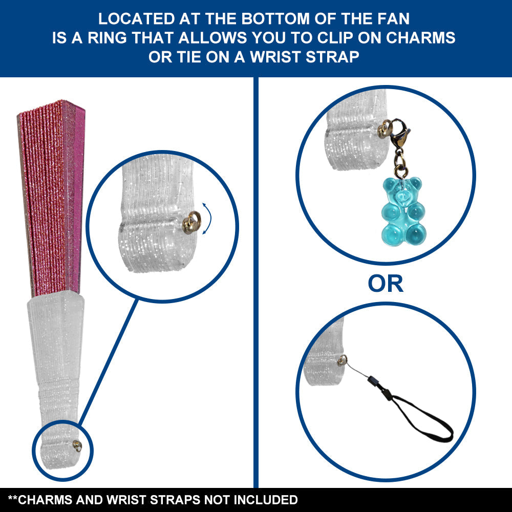 Glitter Pink Small Hand Fan (Clear Handle)