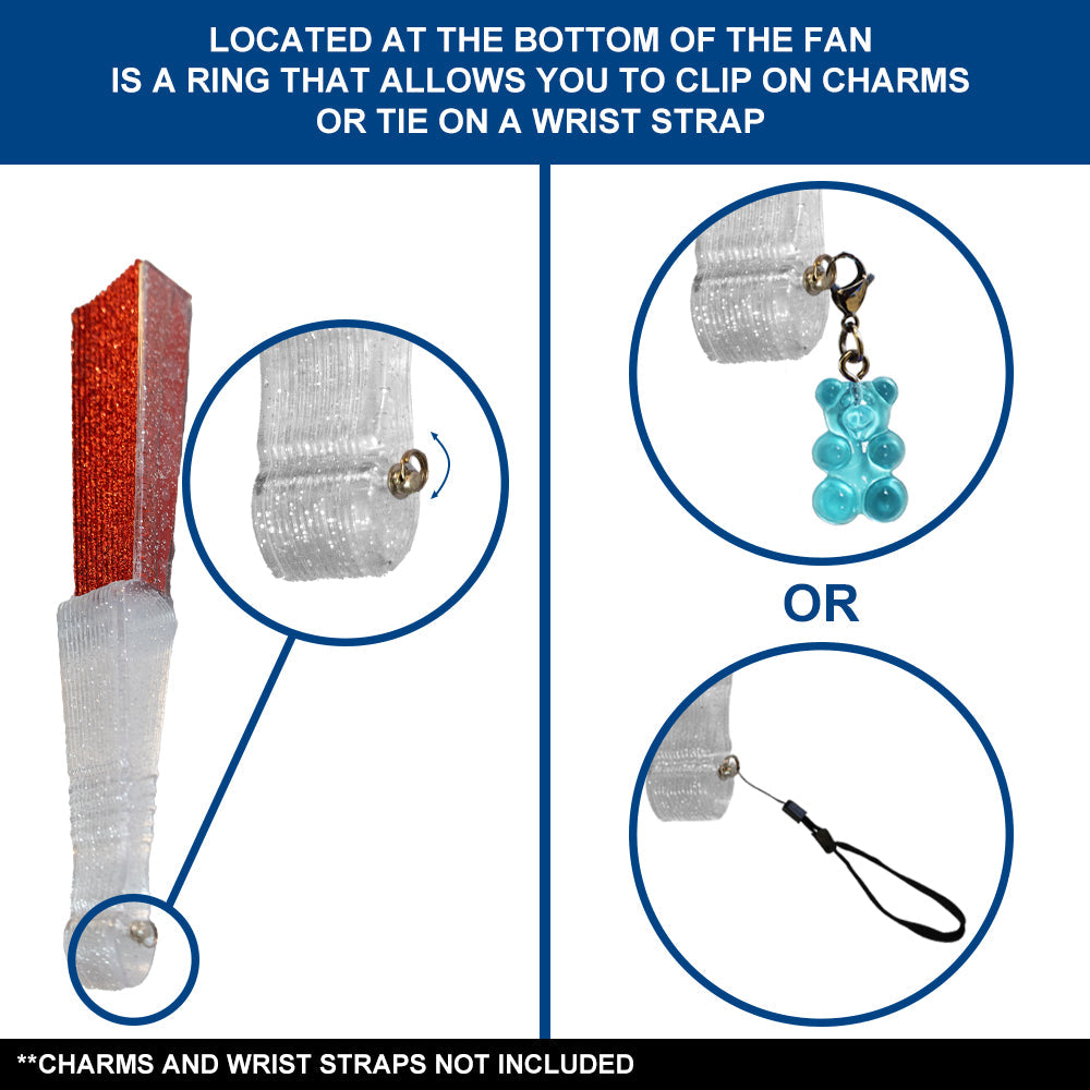 Glitter Red Small Hand Fan (Clear Handle)