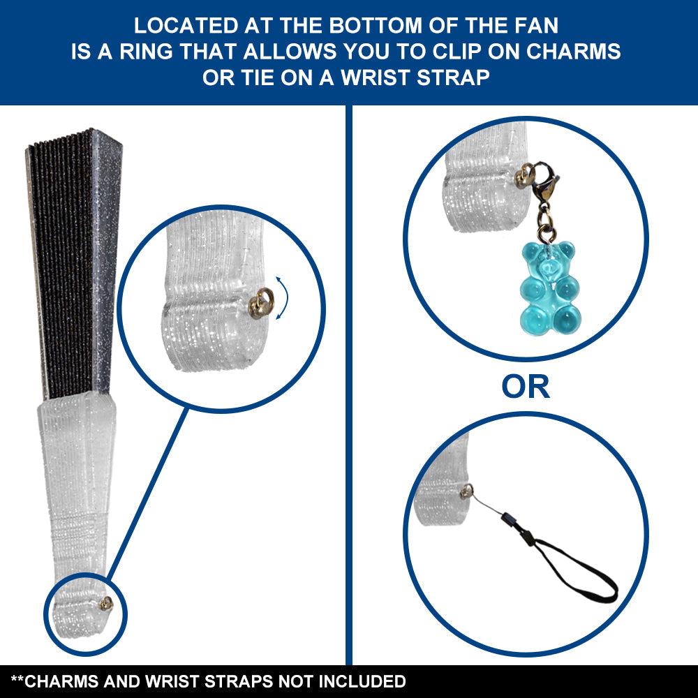 Glitter Black Small Hand Fan (Clear Handle)