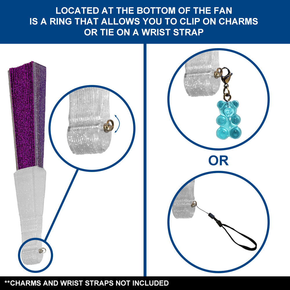 Glitter Purple Small Hand Fan (Clear Handle)