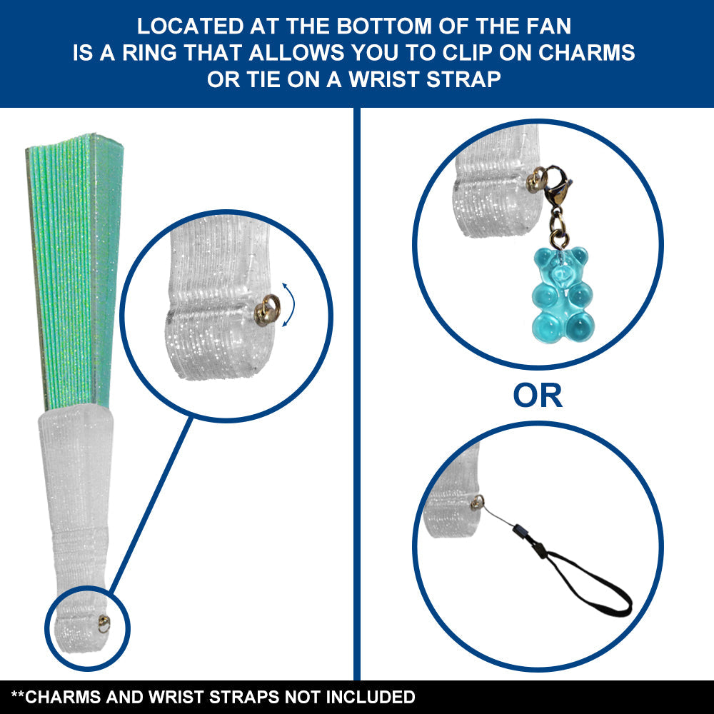 Glitter Fairy Blue Small Hand Fan (Clear Handle)