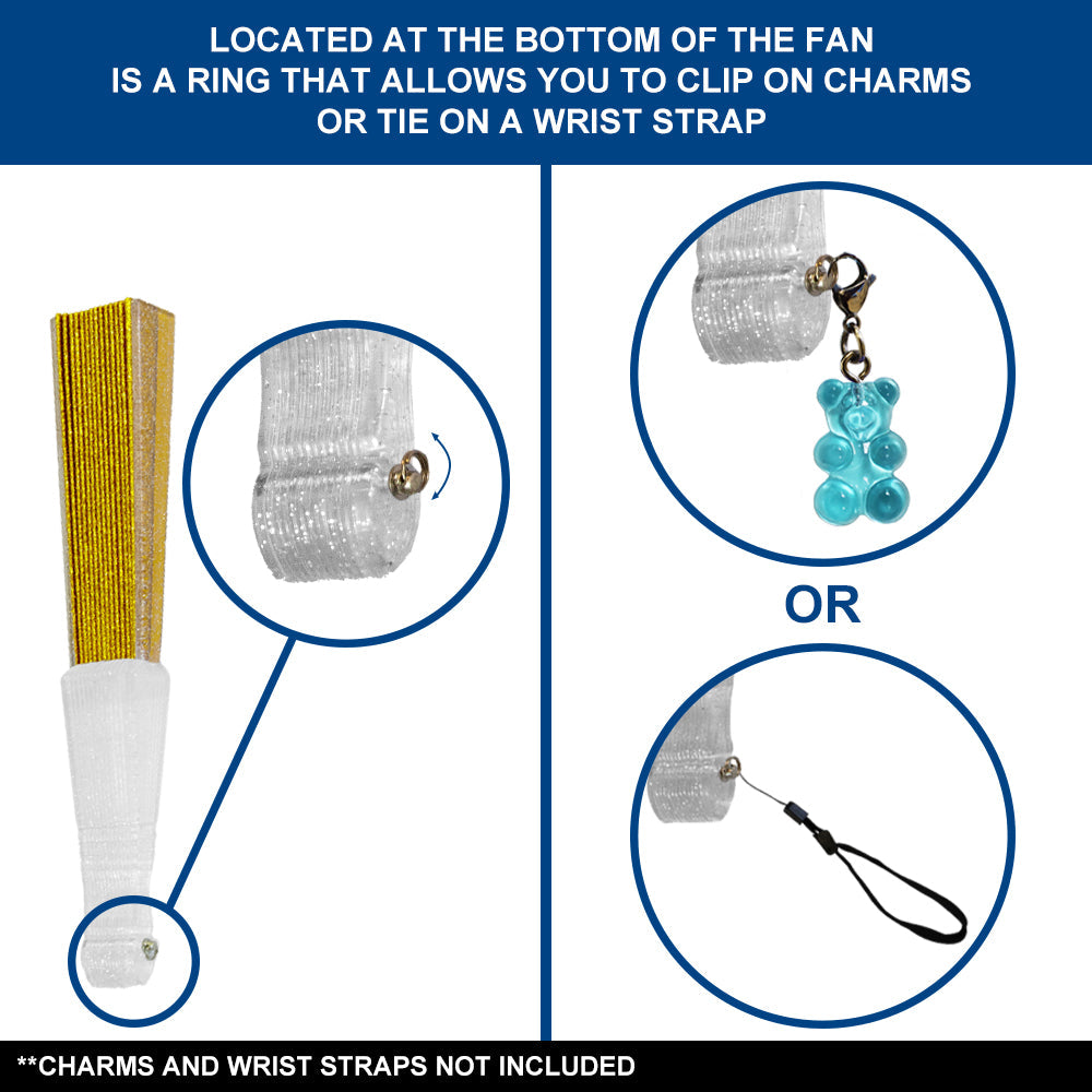 Glitter Gold Small Hand Fan (Clear Handle)