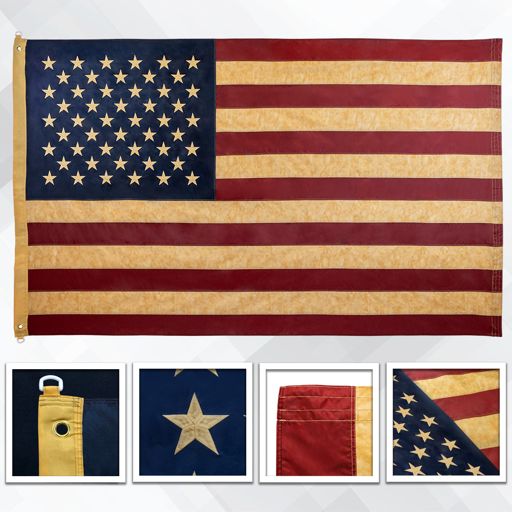 USA Vintage Embroidered Oxford-Poly 6x10ft Flag