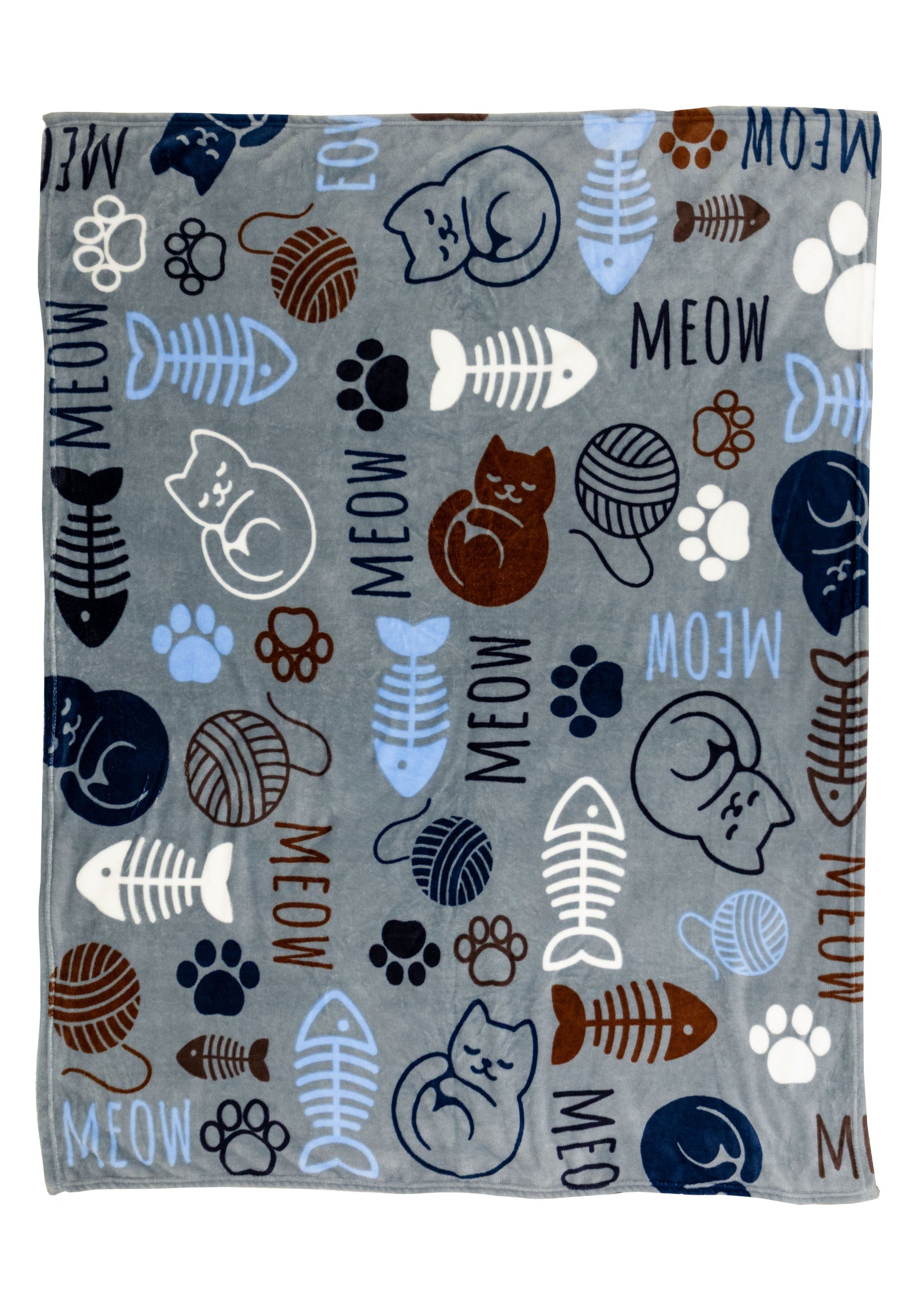 Kitty Paws (Gray) Soft Plush 50x60in Blanket