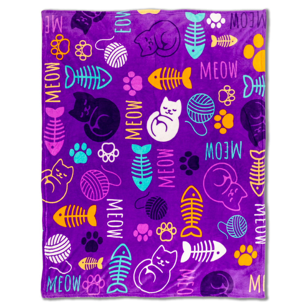 Kitty Paws (Purple) Soft Plush 50x60in Blanket
