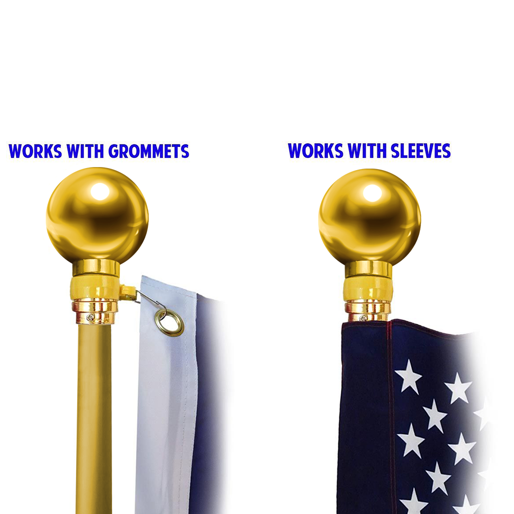 8ft 2pc Gold Aluminum Pole (Gold Ball)