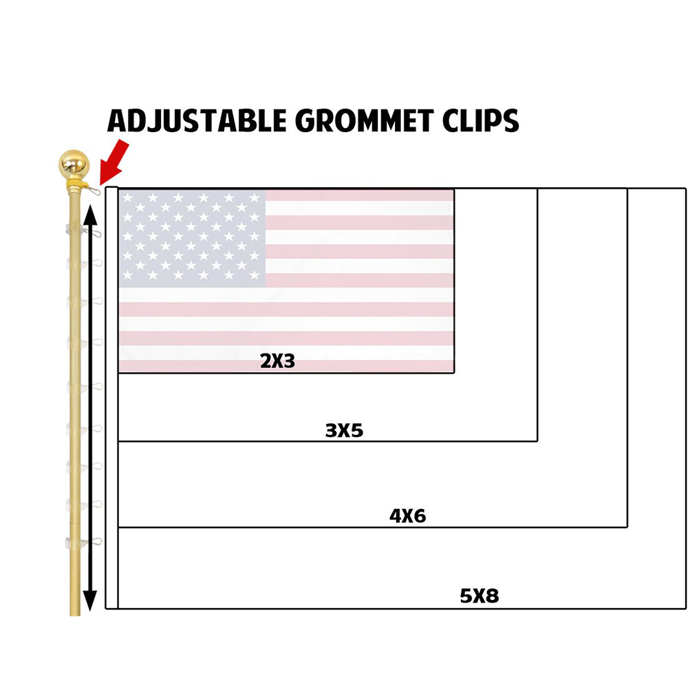 8ft 2pc Gold Aluminum Pole (Gold Ball)