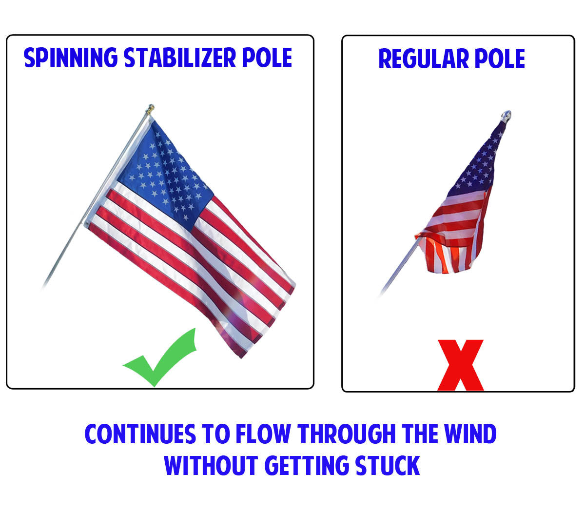6ft Spinning Stabilizer Flag Pole (White with Silver Ball Top)
