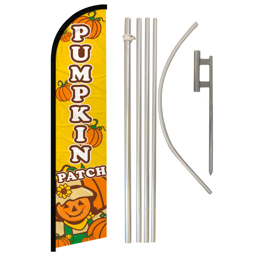 Pumpkin Patch Windless Banner Flag & Pole Kit