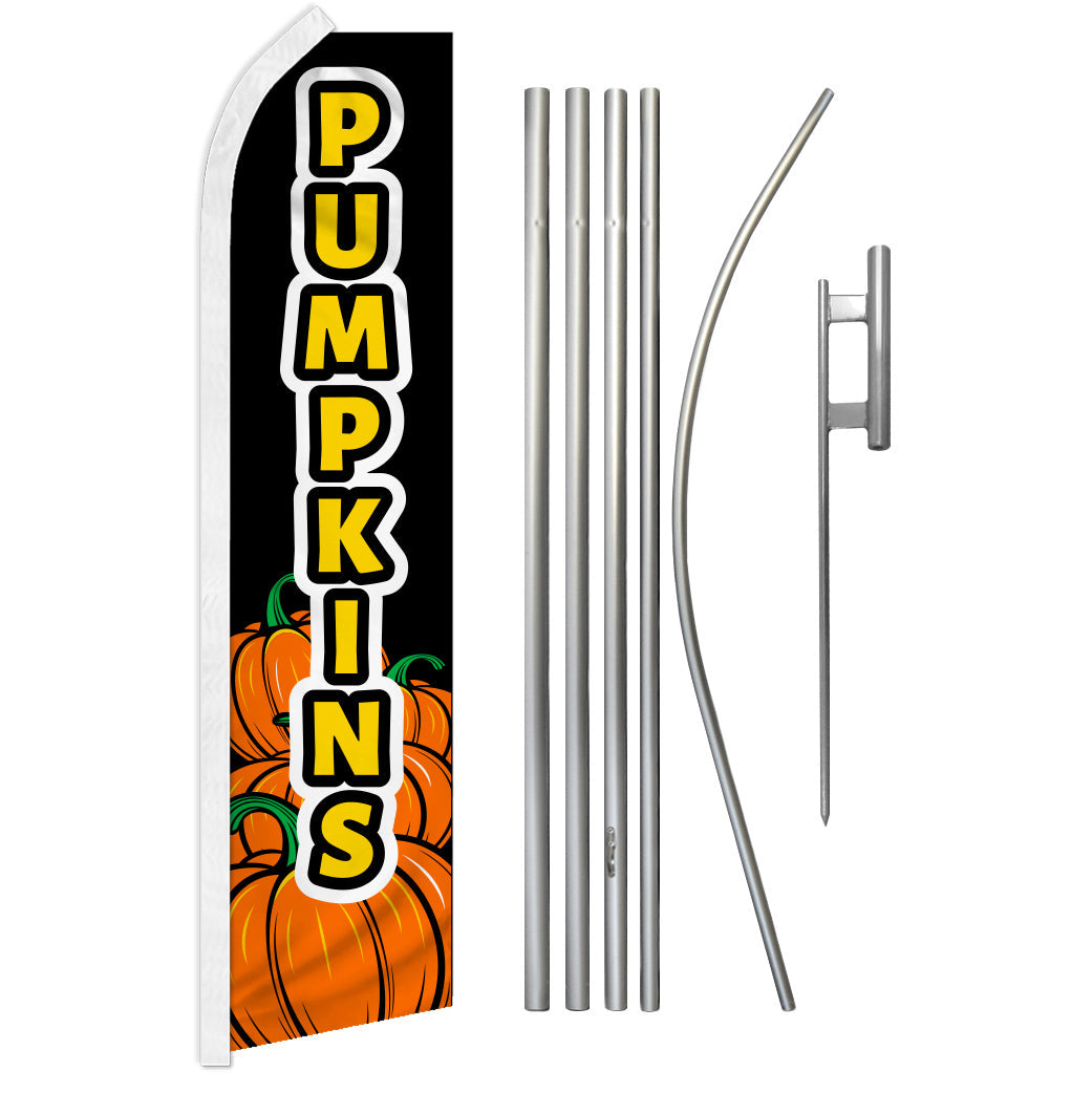 Pumpkins (Black) Super Flag & Pole Kit