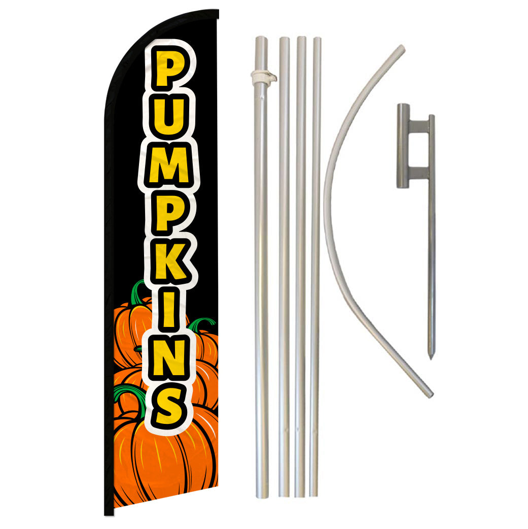Pumpkins (Black) Windless Banner Flag & Pole Kit
