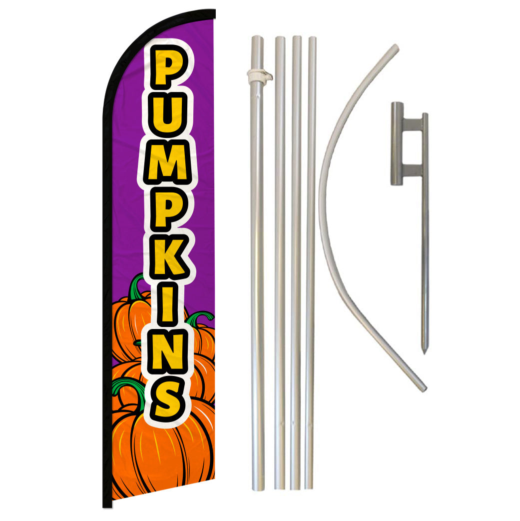 Pumpkins (Purple) Windless Banner Flag & Pole Kit
