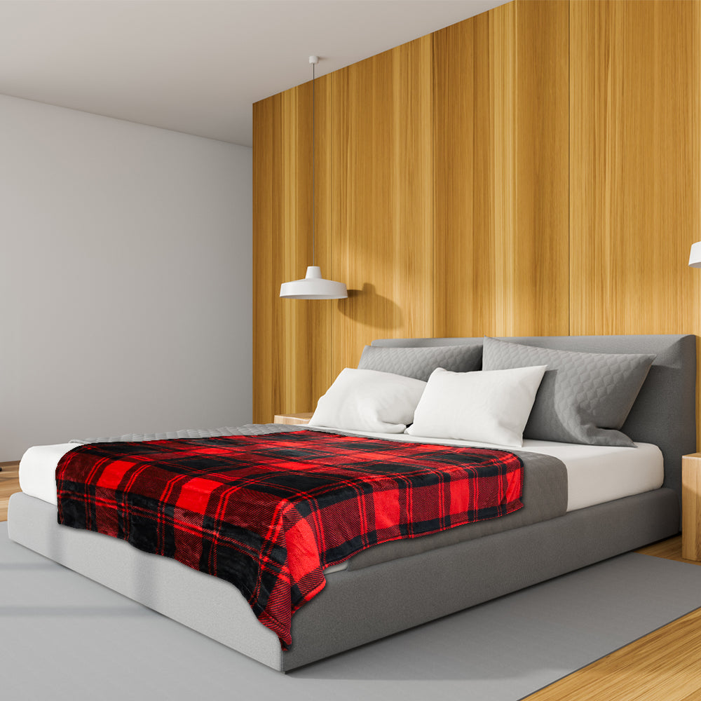 Red & Black Plaid (Large Squares) Soft Plush 50x60in Blanket