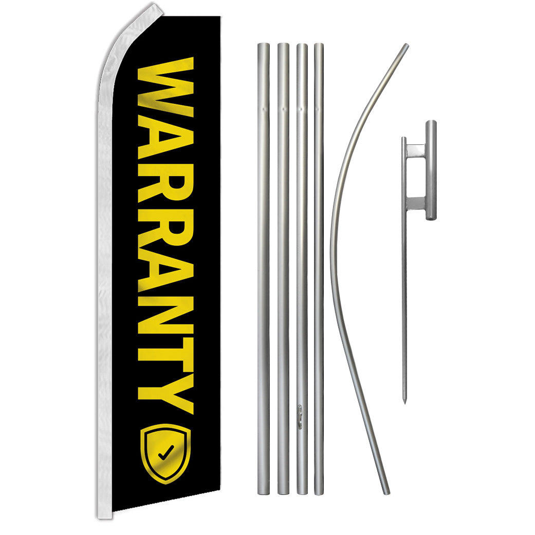 Warranty (Black) Super Flag & Pole Kit