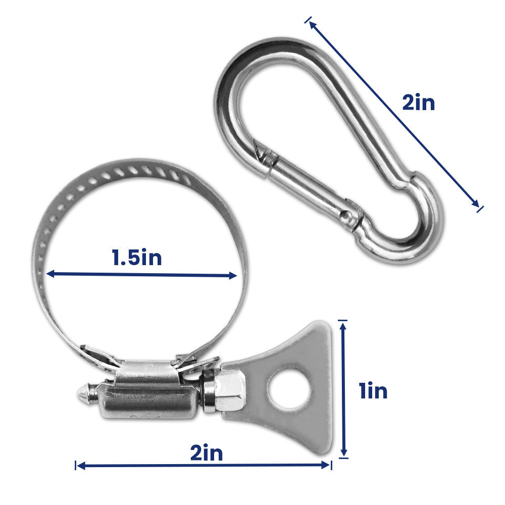 Stainless Steel Adjustable Clamps with Carabiner Clips