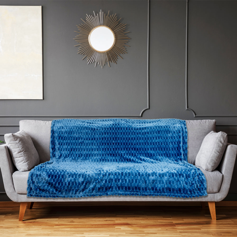 Blue Solid Color (Turtle Shell) Soft Plush 50x60in Blanket