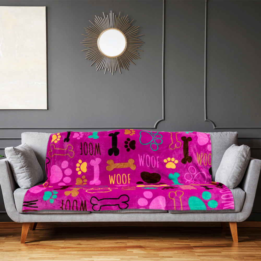 Puppy Paws (Pink) Soft Plush 50x60in Blanket