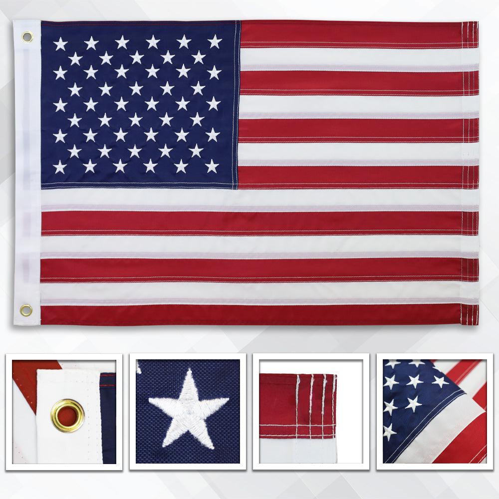 USA 18x27in Grommeted Embroidered Flag