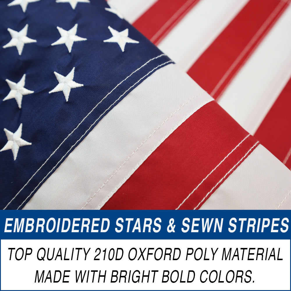 USA 18x27in Grommeted Embroidered Flag