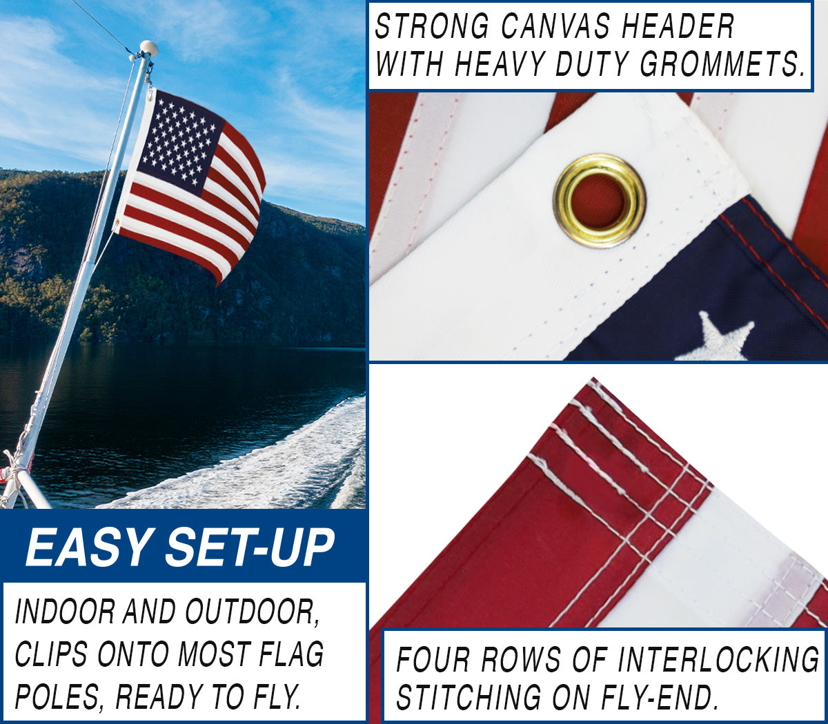 USA 18x27in Grommeted Embroidered Flag