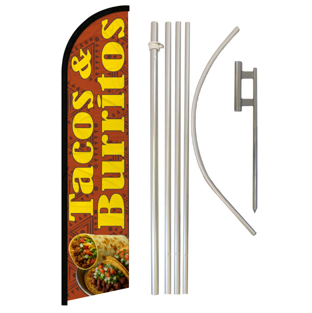 Tacos and Burritos (Burnt Orange) Windless Banner Flag Kit