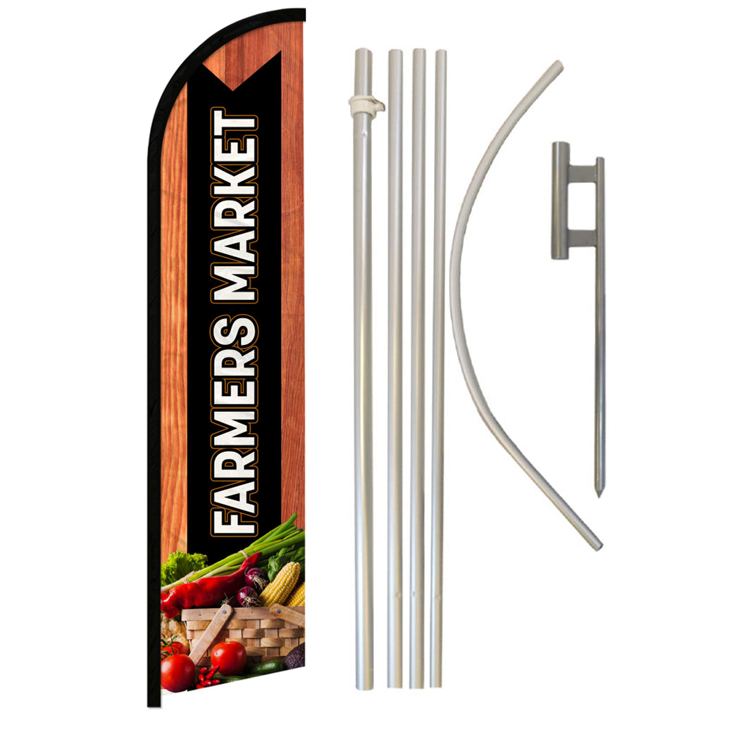Farmer's Market (Fresh) Windless Banner Flag & Pole Kit