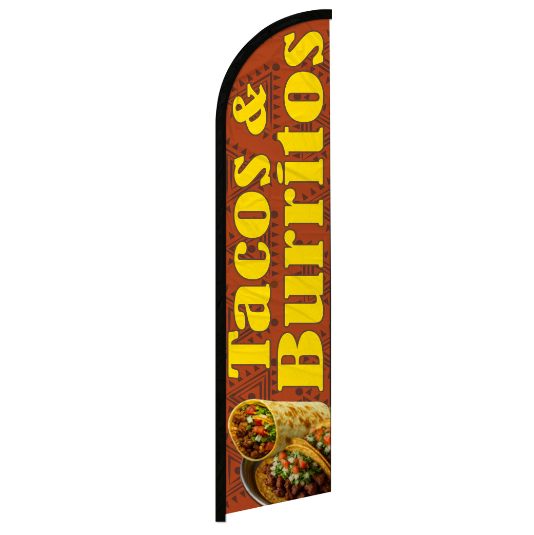 Tacos and Burritos (Burnt Orange) Windless Banner Flag