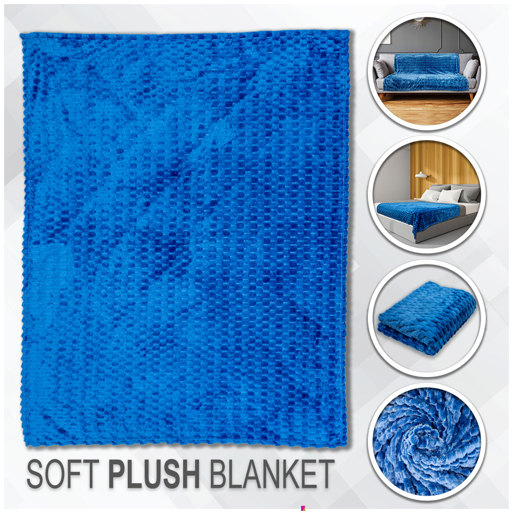 Blue Solid Color (Turtle Shell) Soft Plush 50x60in Blanket