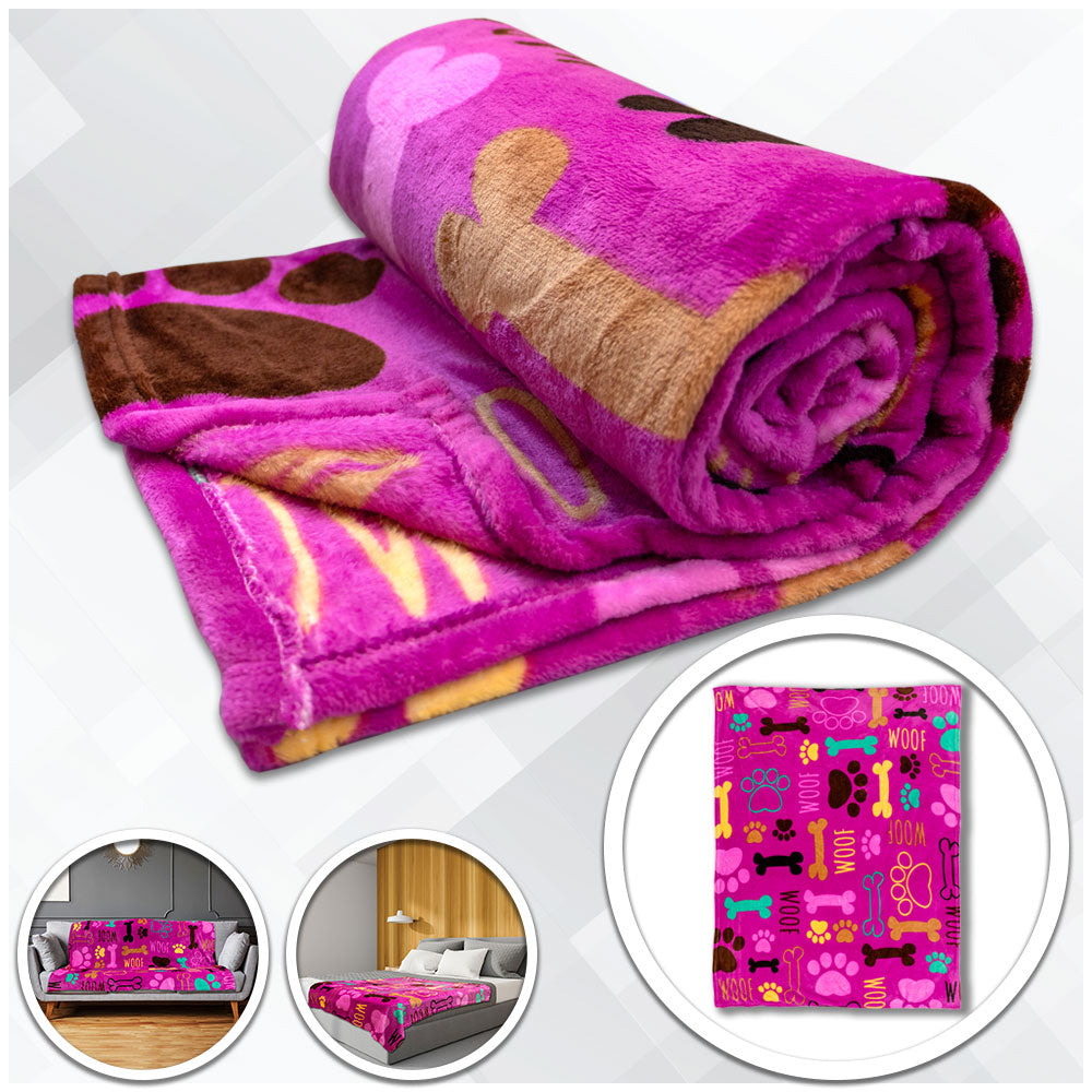 Puppy Paws (Pink) Soft Plush 50x60in Blanket