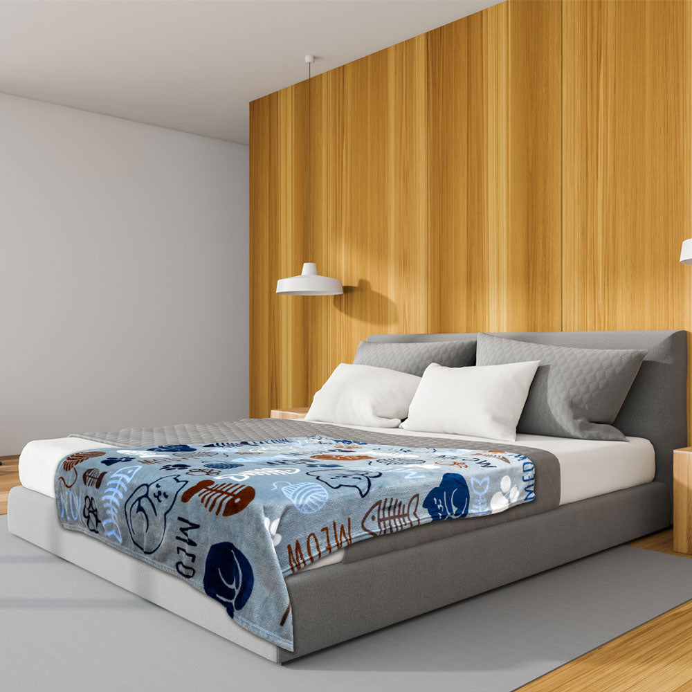 Kitty Paws (Gray) Soft Plush 50x60in Blanket