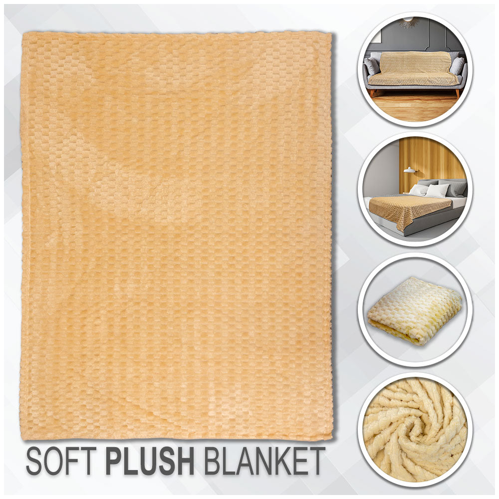 Cream Solid Color (Turtle Shell) Soft Plush 50x60in Blanket
